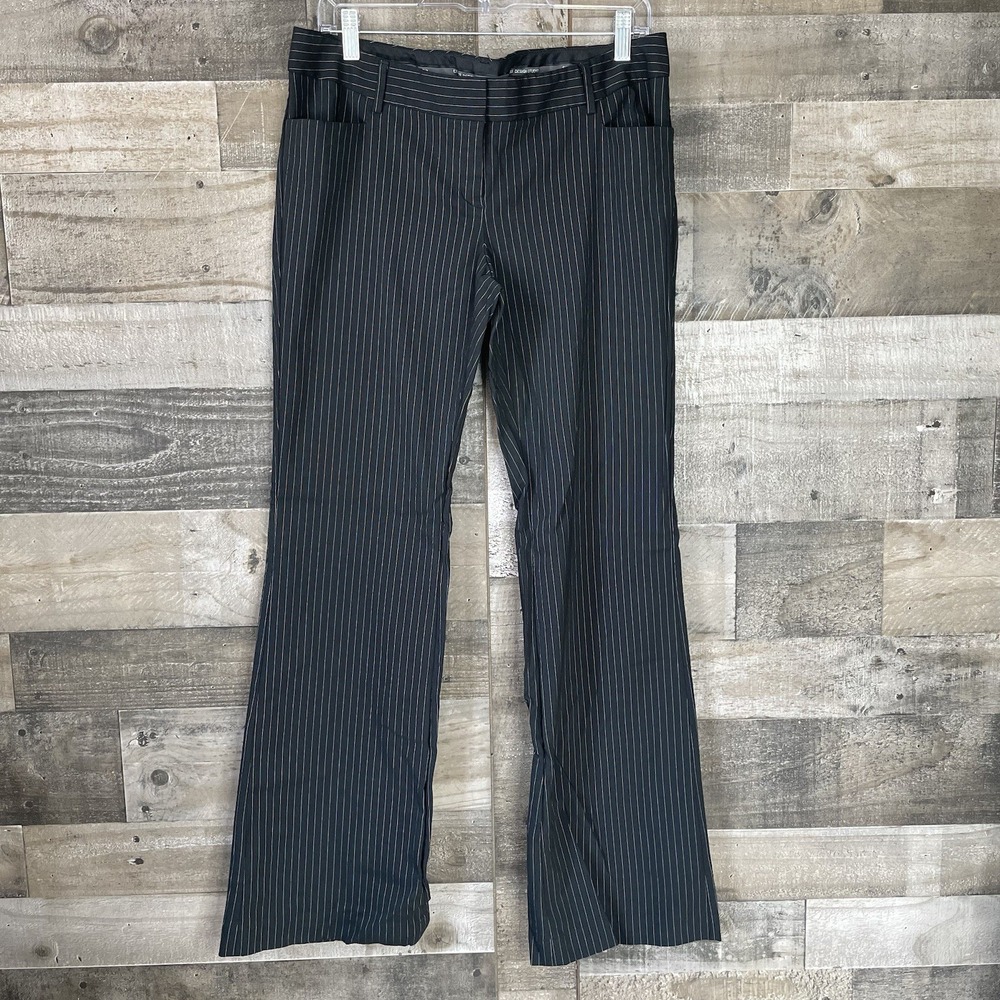 Express Stylist Bootcut Dress Pants Size 12 Black Pinstriped Trouser Slacks Work